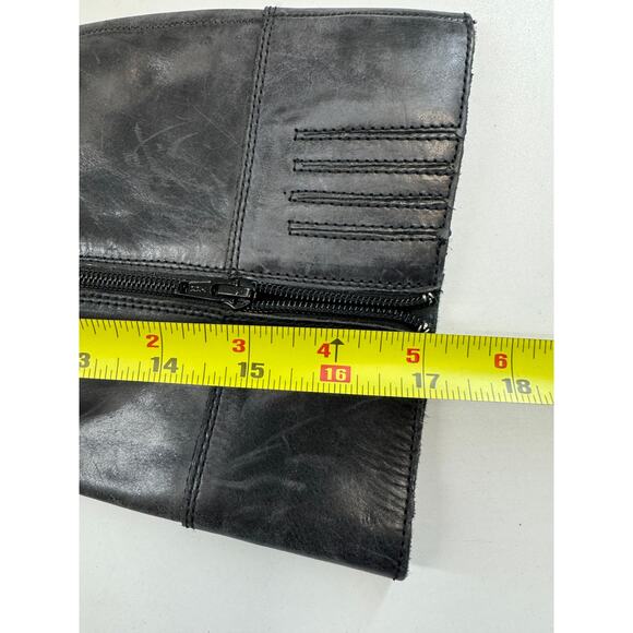 Vintage Y2K Born Black Soft Leather Zip Heeled Riding Boots Womens Sz 7.5 - Picture 10 of 12